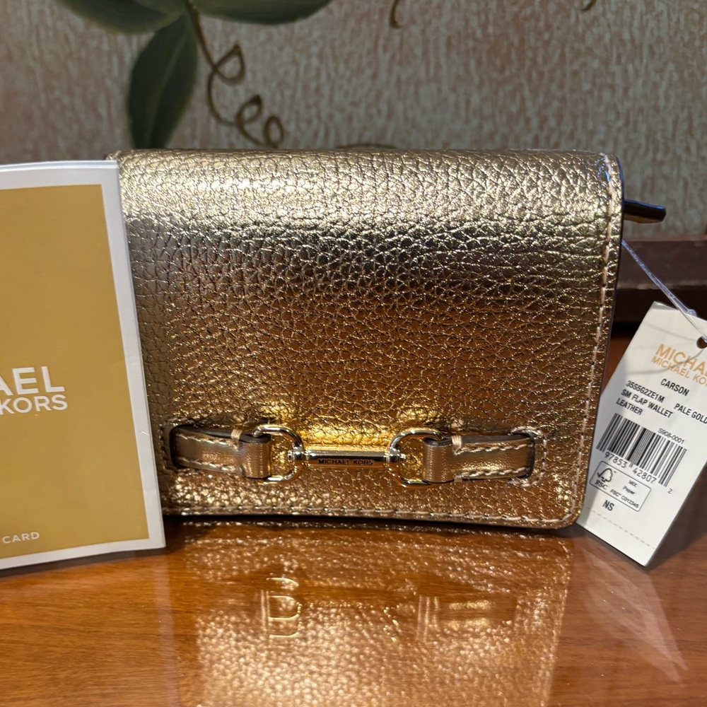 Michael Kors Gold Leather Card Wallet